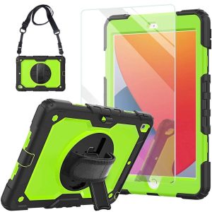 iPad 7th Generation Case 2020 10.2 Inch with Tempered Glass Screen Protector