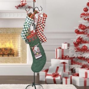 Christmas Stocking Holder Stand for 6 Stockings - Metal, Black, Freestanding