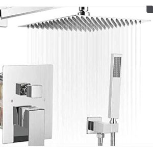 Single Handle 2-Spray Square High Pressure Shower Faucet with 16" Shower Head
