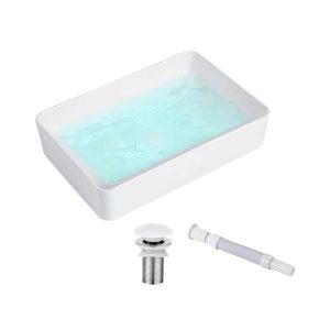 KINGWONG Vessel Sink for Bathroom 20” Modern Rectangular Above Counter 20" x 13"