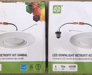 2 Pack of ASD Recessed LED Lights, 6” Dimmable & Directional Downlight 1040 Lm