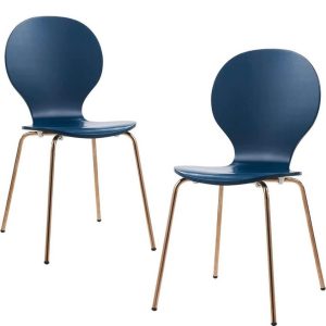 Set of 2 Chairs -Versanora Versatile Contorno Bentwood- Blue/Rose Gold