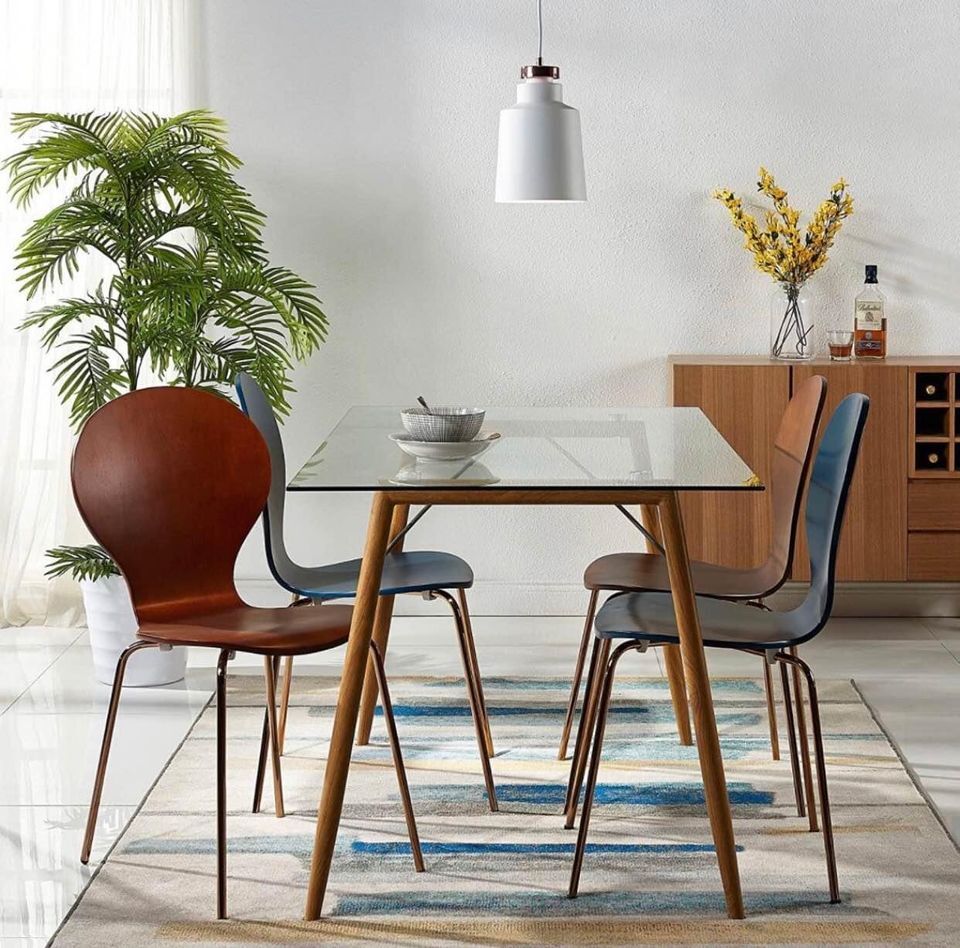 Set of 2 Chairs -Versanora Versatile Contorno Bentwood- Blue/Rose Gold - Image 6