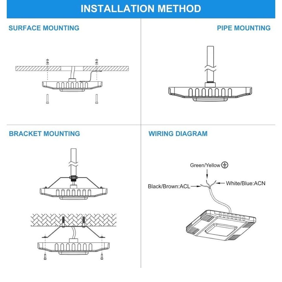 LED Canopy Light for Gas Station, 150W Carport Ceiling Light 19500LM 5700K - Image 7