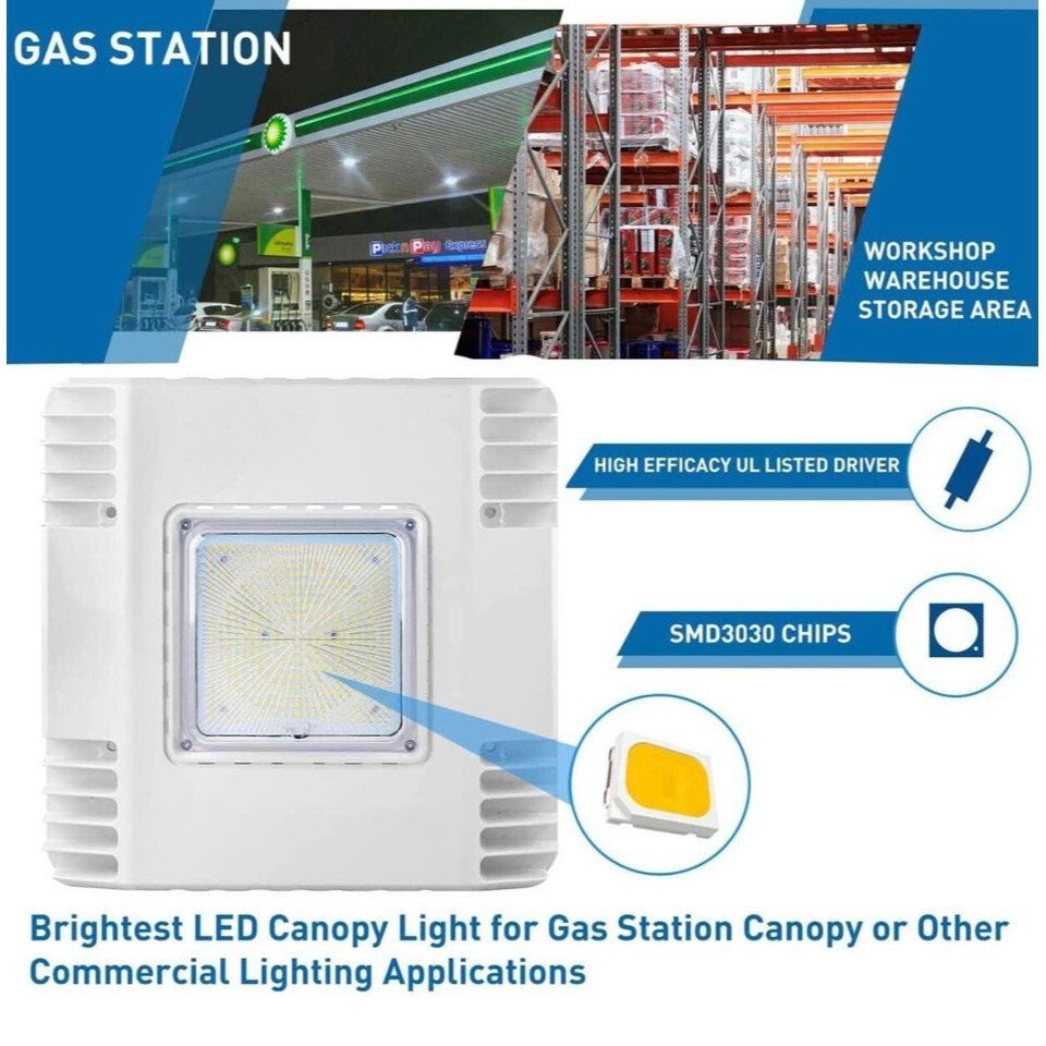LED Canopy Light for Gas Station, 150W Carport Ceiling Light 19500LM 5700K - Image 5