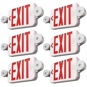 6 Pack of FREELICHT RED Exit Signs with Emergency Lights