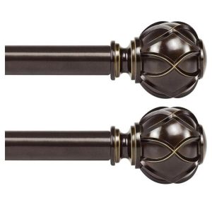 2 Pack KAMANINA 1” Curtain Rod Telescoping Single Drapery Rod 28”- 48,” Bronze