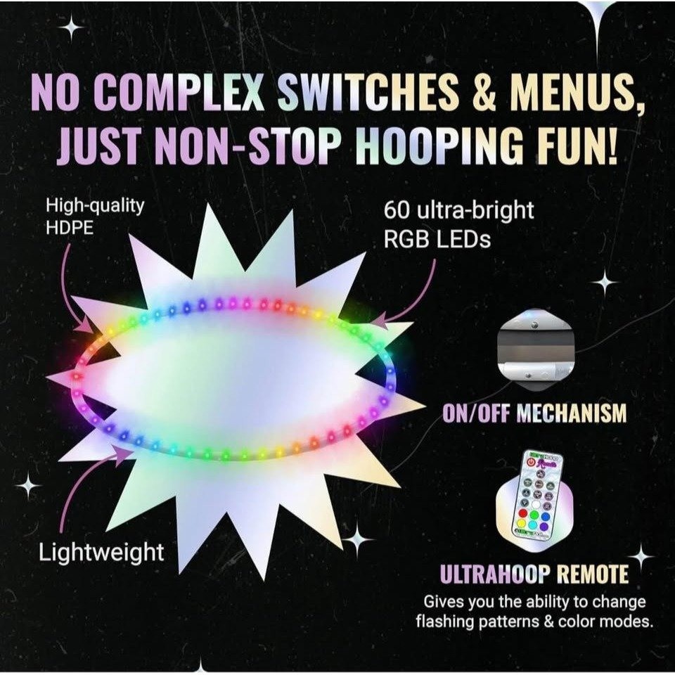 26” UltraHoop w/Remote LED Hoop - Wireless Control 60 Color Changing LED Light - Image 4
