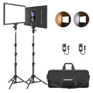 2 Pack NEEWER 13" LED Video Light Panel Kit, Bi Color Dimmable with Tripod