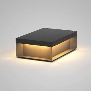 Black Pillar Lamp, 11.81” Square, Outdoor Post, Hardwired Light