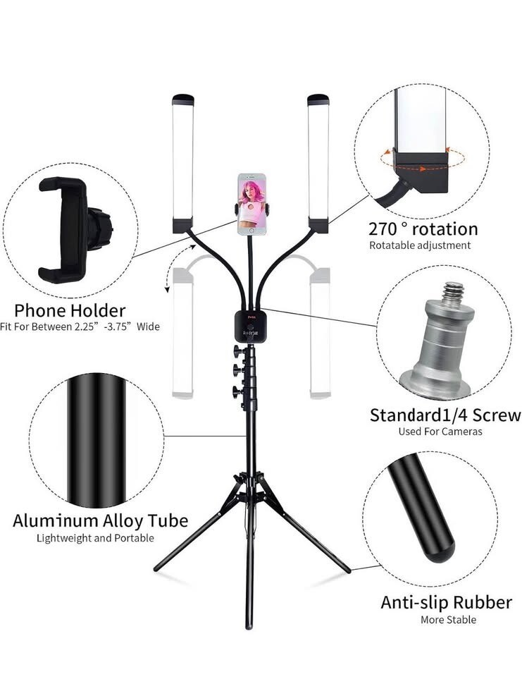 Aro De Luz LED Lash Light Kit, 5400 Lumens Bright, 3 Color Modes with Tripod - Image 8