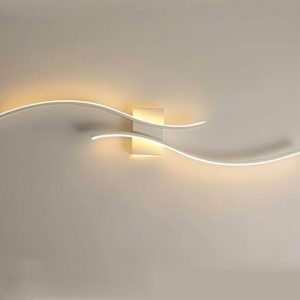 Wall Light Arc/Wave Chrome LED Sconce, Modern, 24”