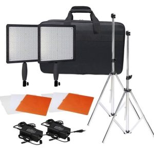 2 Pack of Neewer CN-576 LED Dimmable Ultra High Power Panel Video Light Kit