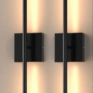 Set of 2 Battery Operated 27” Wall Sconces, Rechargeable Lights, Remote Control
