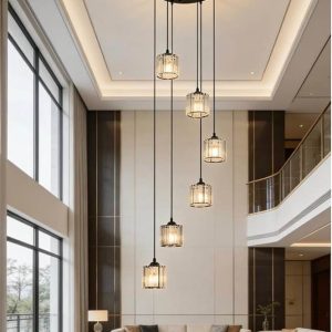 Long Chandelier for High Ceilings, Modern Crystal Pendant Light, Raindrop, *READ