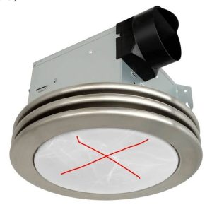 Akicon Ventilation Exhaust Fan + Light, Quiet 80 CFM 2.0, (MISSING GLASS COVER)