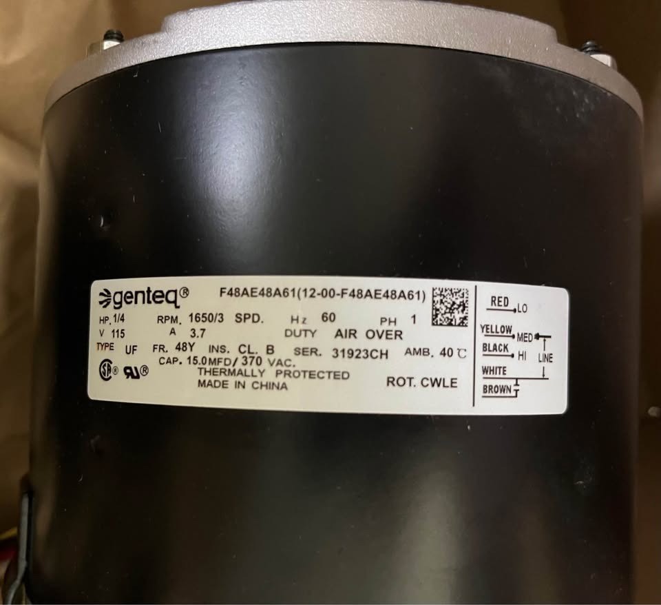 Genteq F48AE48A61 (Dometic part 3314471.011) 1/4 HP, 115V, 3-speed, 1650 RPM - Image 4