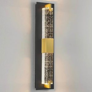 WOSHITU LED Wall Sconce Light: 19” Black & Gold Modern Sconce, Wall Lighting