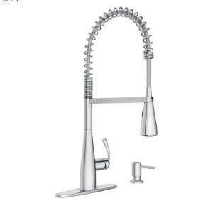 Moen Essie Chrome One-Handle High Arc Pre-Rinse Spring Pulldown Kitchen Faucet
