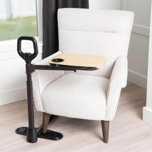 Tray Table, 360° Swivel Table with Cup Holder, Adjustable Height, Extra Large