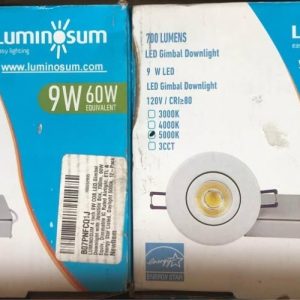 Pack of 2 LUMINOSUM 4” 9W COB LED Gimbal Downlight W/Junction Box, 700lm, 60W