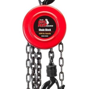 BIG RED Torin Manual Hand Lift Steel Chain Block Hoist with 2 Hooks, 3 Ton