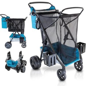 NEW! Strolee Large Wheel Collapsible Beach Cart for Soft Sand, Shopping, Camping