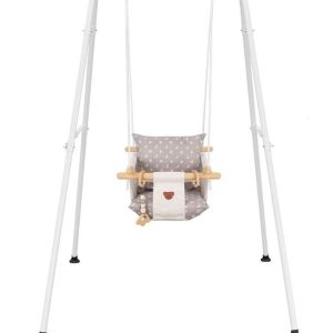 Baby Swing with Stand, Swing Set, Outdoor/Indoor with Cushion, White