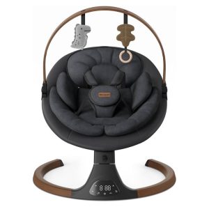 Monamii Baby Swing, Bluetooth Infant Swing, Brown/Black