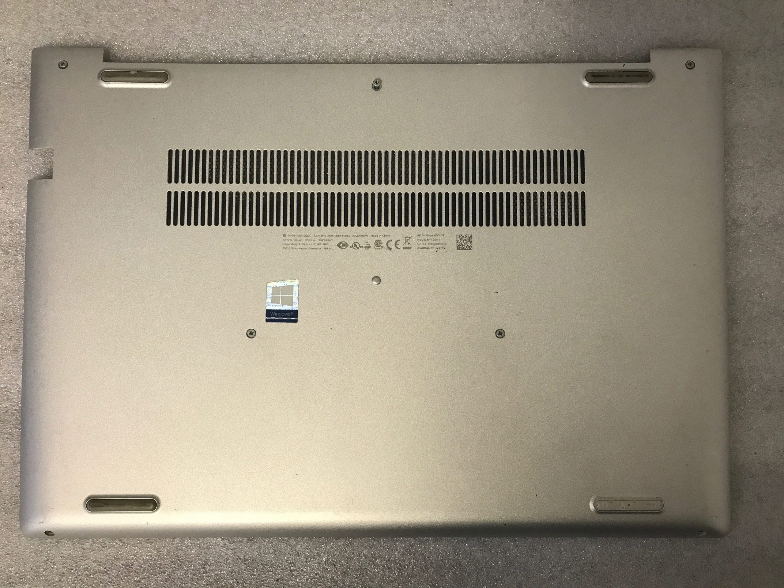HP 450 G7 bottom base case cover enclosure L79384-001 product photo 1