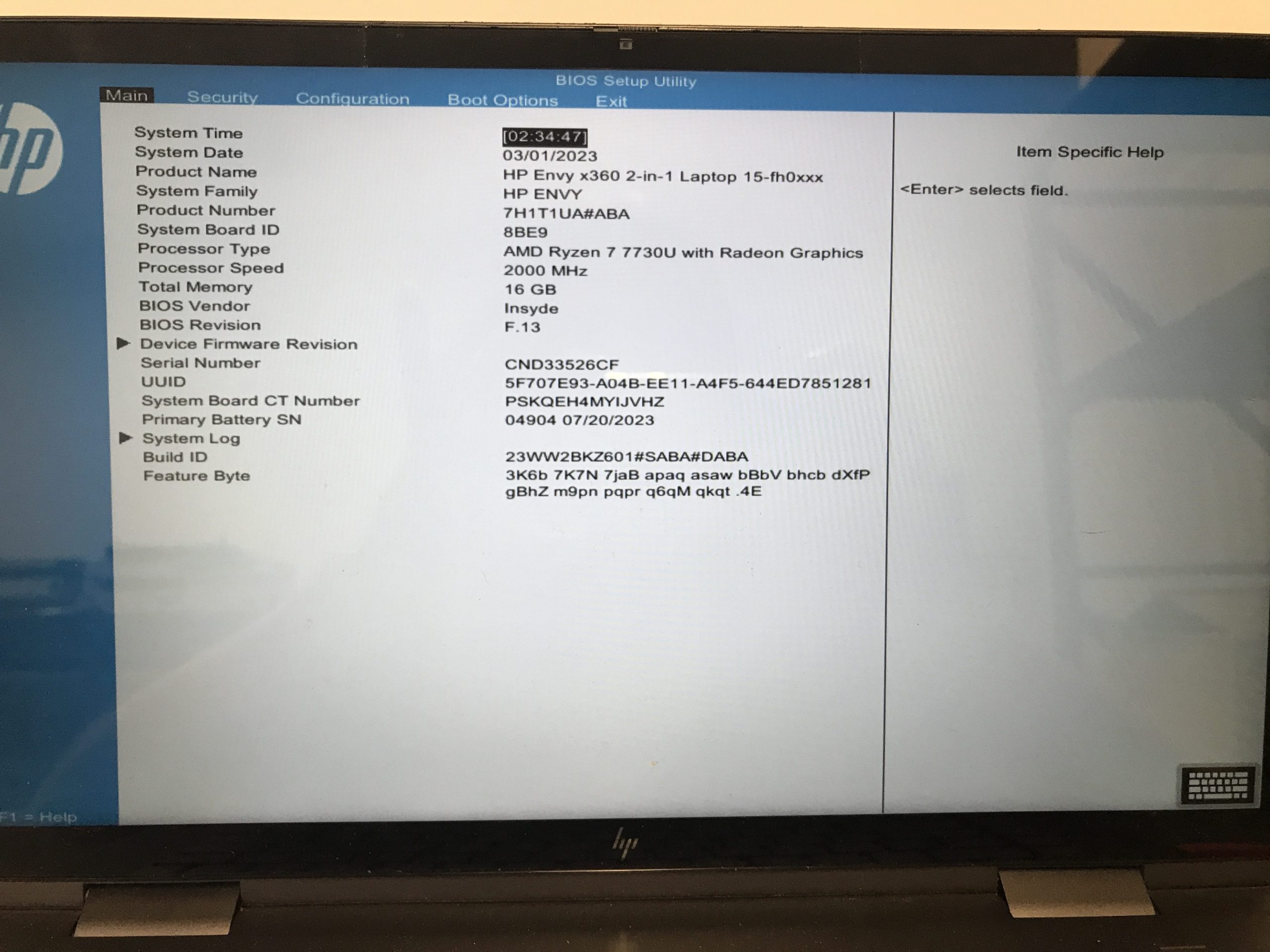 HP Envy 15-fh0023dx Motherboard AMD Ryzen 7 7730U 16GB RAM N47923-601 product photo 4